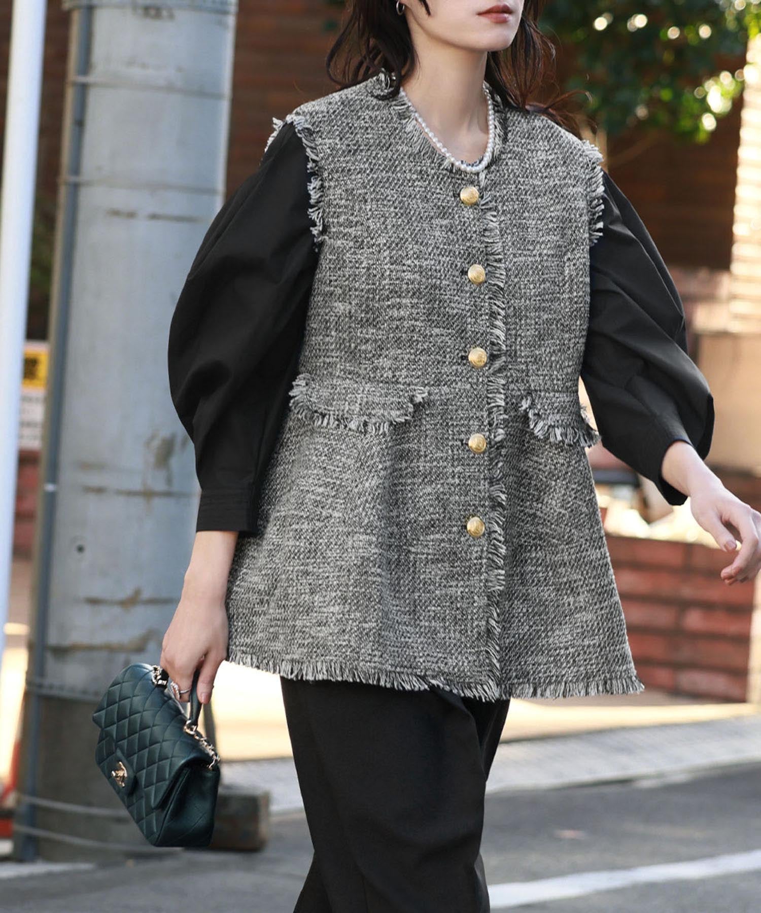 ELFRANK ELFRANK 佩普拉姆呢子流蘇背心