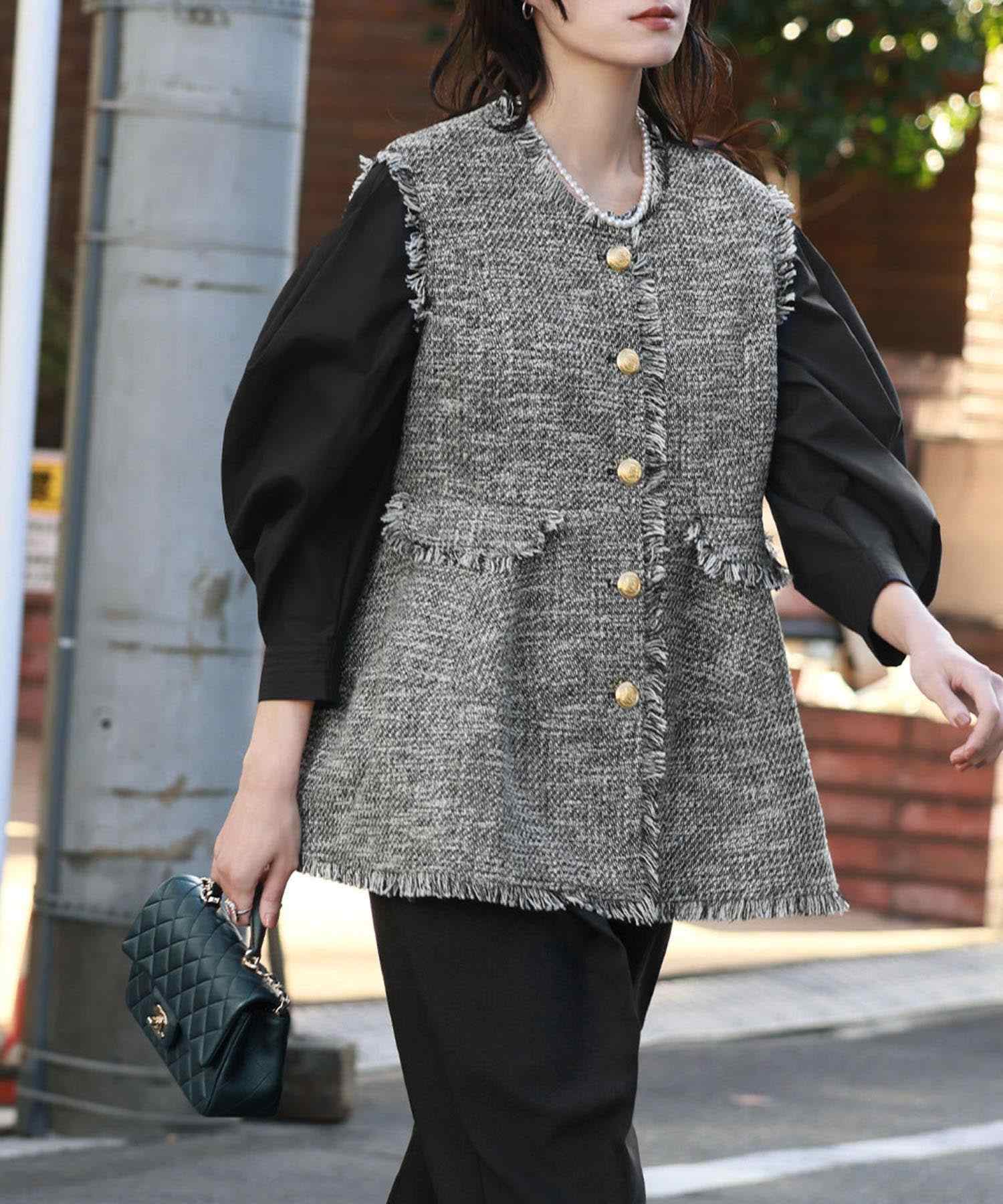 ELFRANK ELFRANK 佩普拉姆呢子流蘇背心