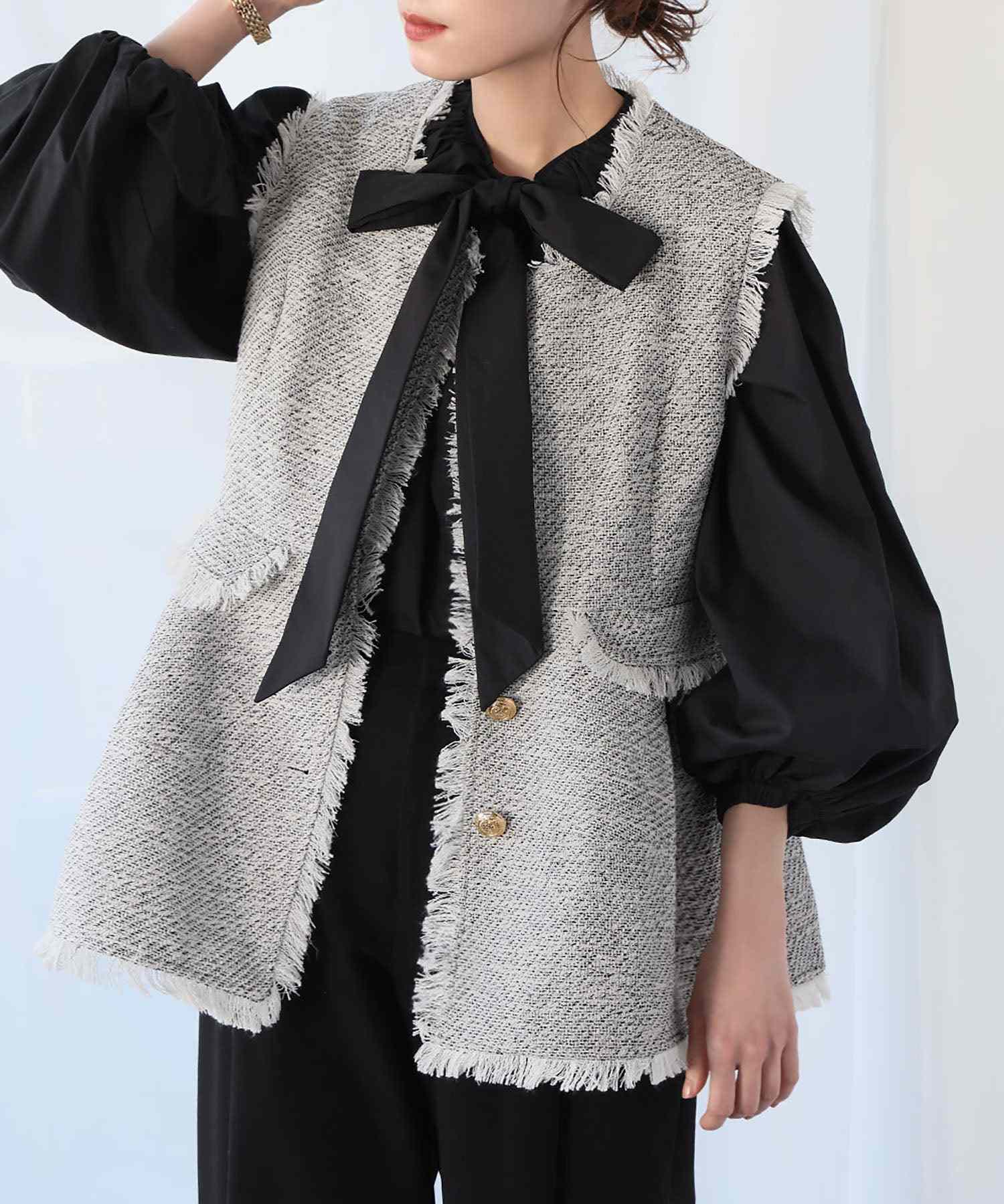 ELFRANK ELFRANK 佩普拉姆呢子流蘇背心