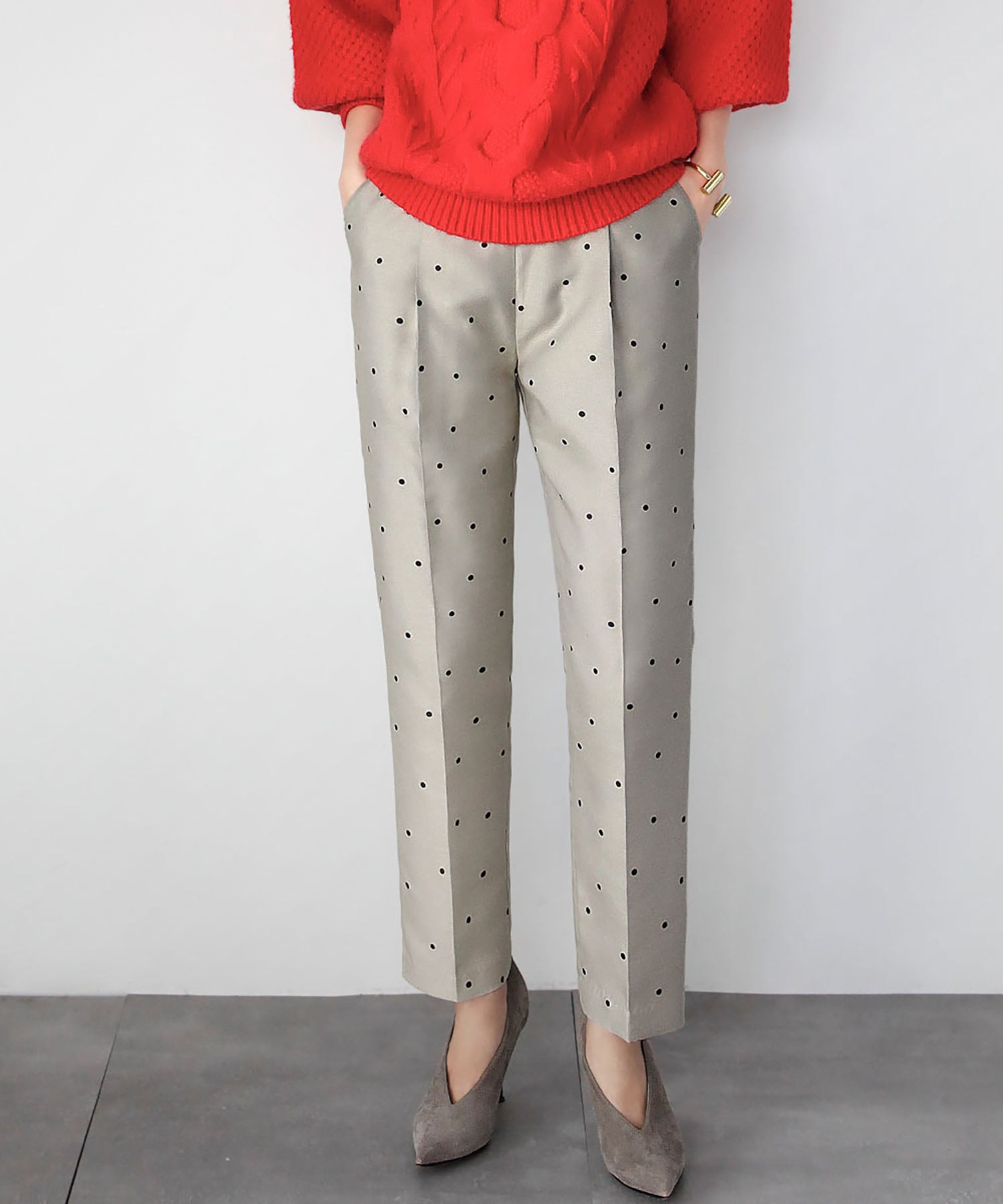 エルフランク ELFRANK ドットテーパードパンツ【洗える】