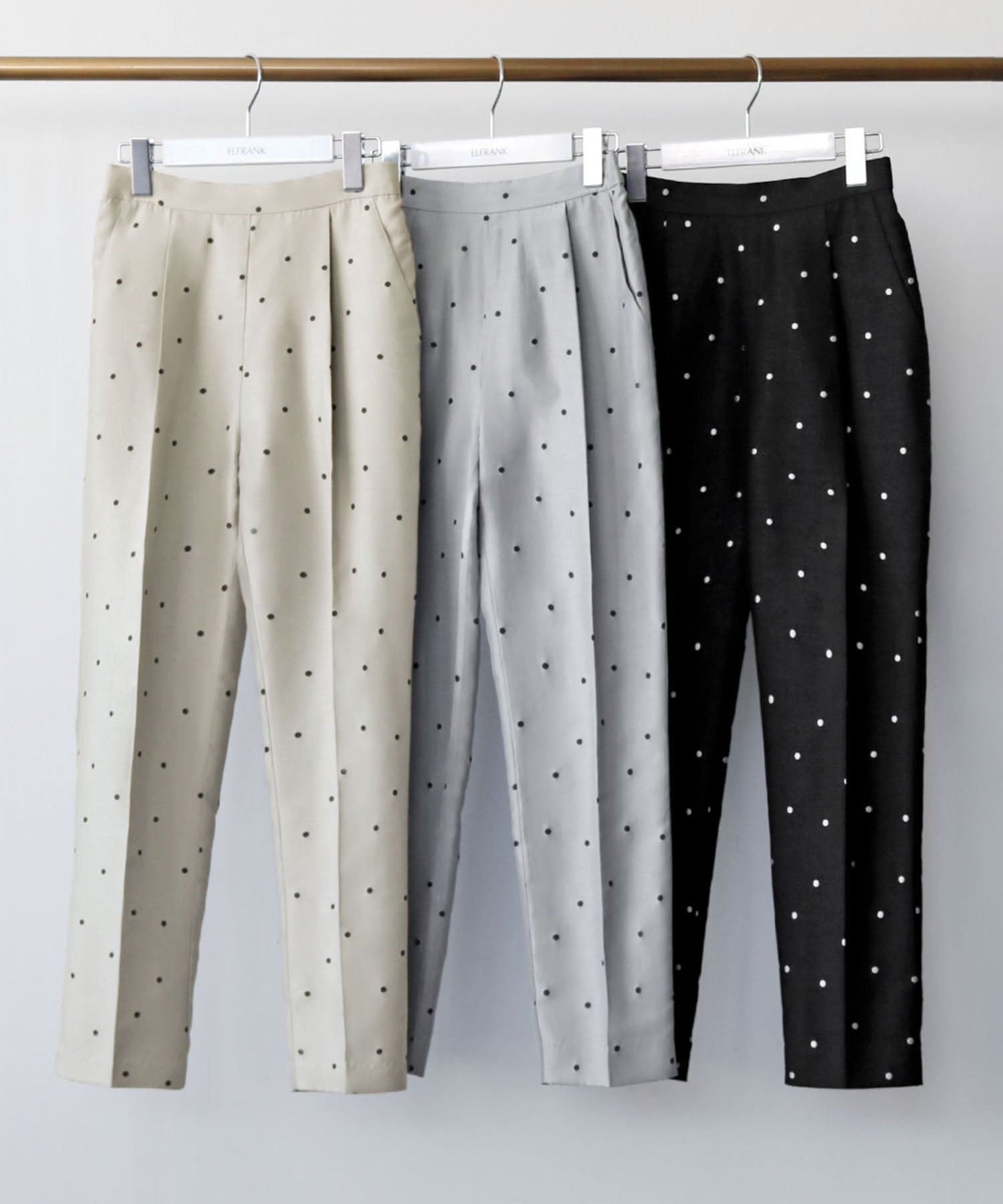 エルフランク ELFRANK ドットテーパードパンツ【洗える】 (ゴールドドット) ゴールドドット