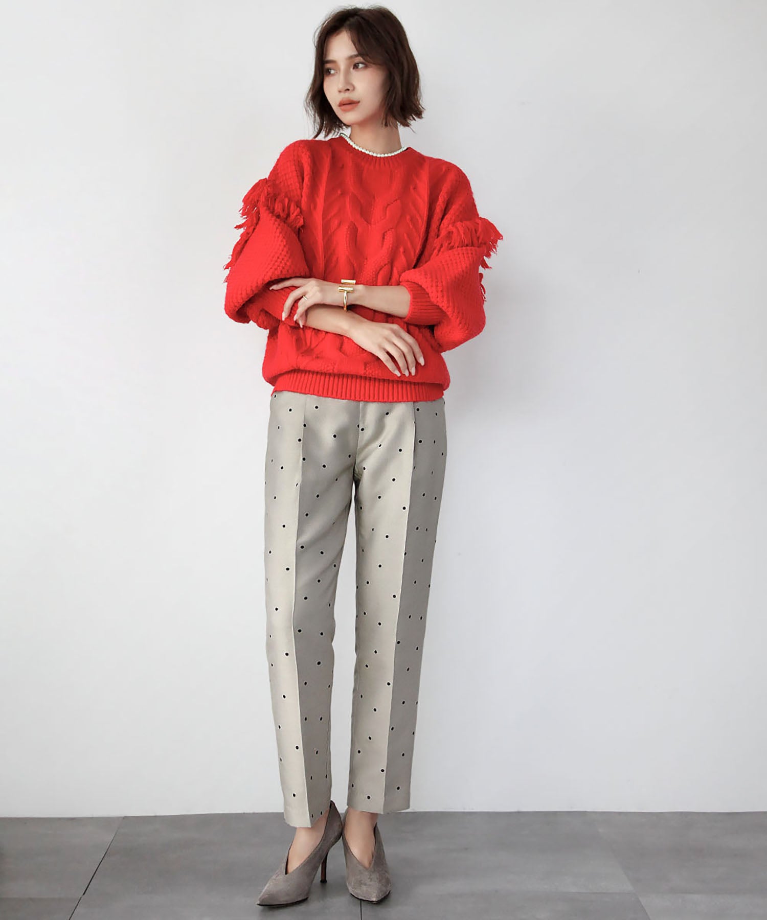 エルフランク ELFRANK ドットテーパードパンツ【洗える】