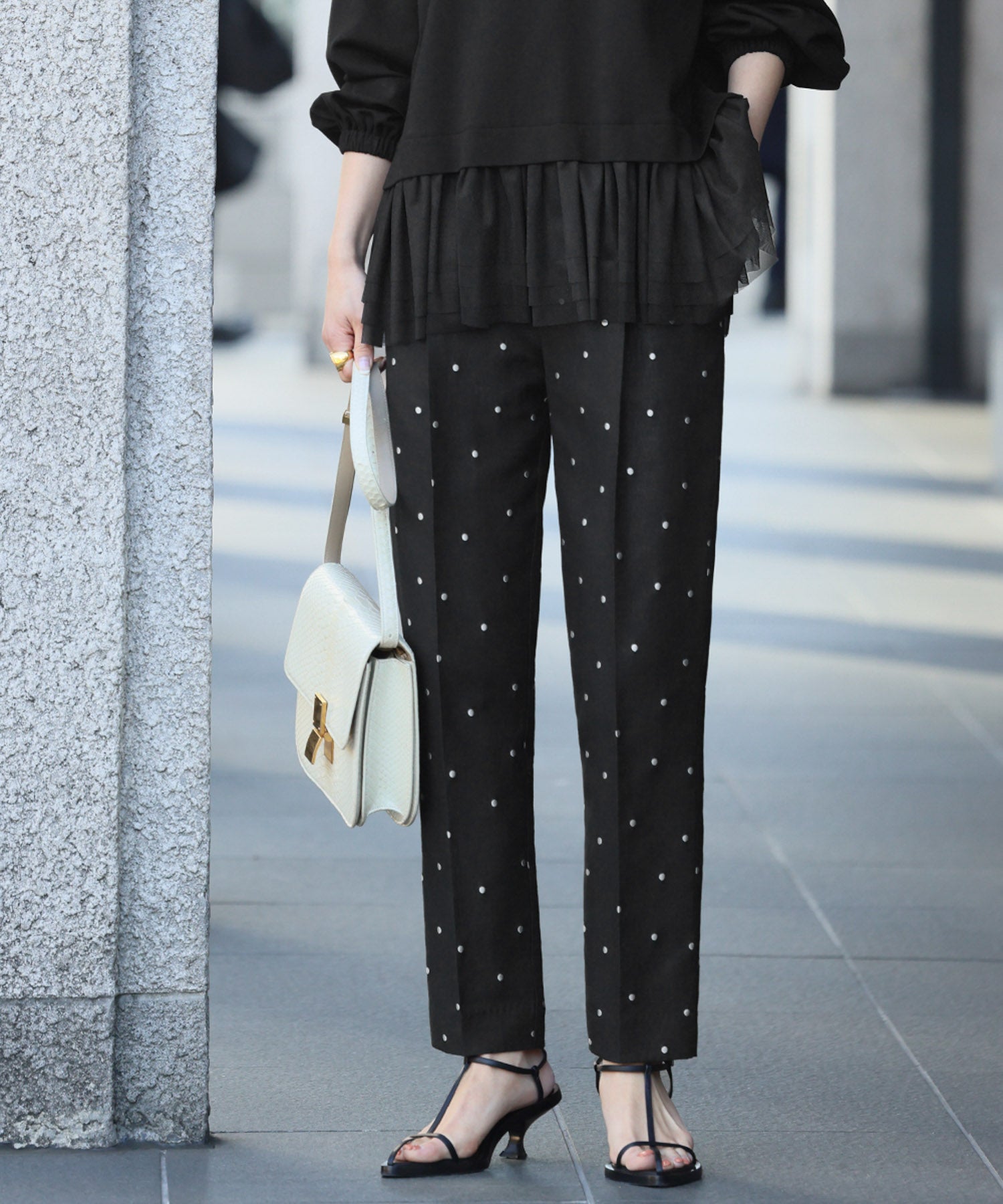 エルフランク ELFRANK ドットテーパードパンツ【洗える】