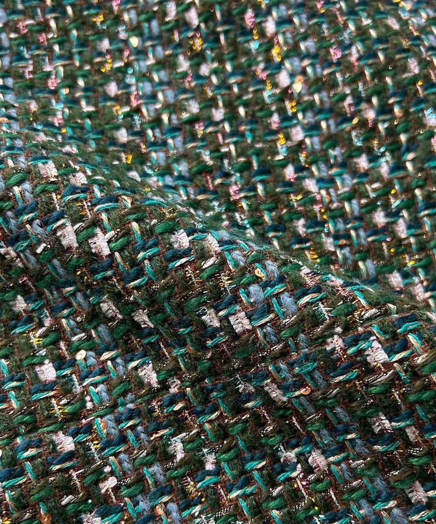 エルフランク ELFRANK MIXツイード裾フリンジノースリーブベスト (グリーンミックス) グリーンミックス