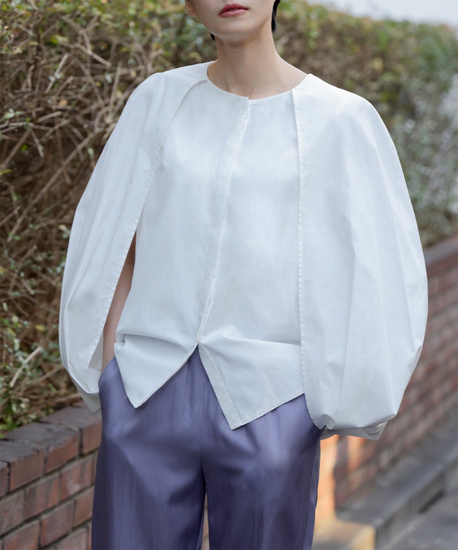 エルフランク ELFRANK バルーンヘムケープブラウス