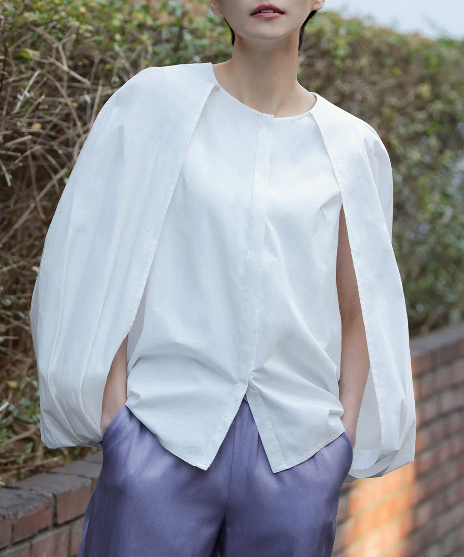 エルフランク ELFRANK バルーンヘムケープブラウス