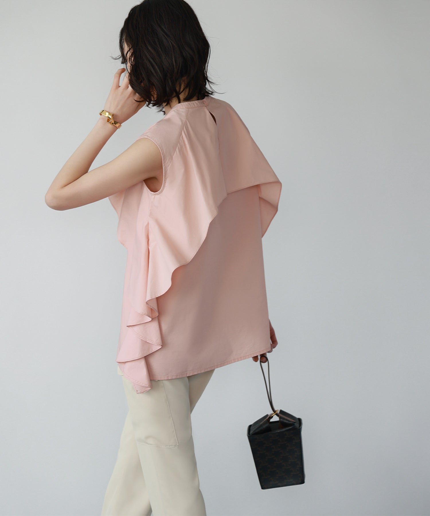 ELFRANK Frill Design Sleeveless Blouse 【100% Cotton】【Washable】