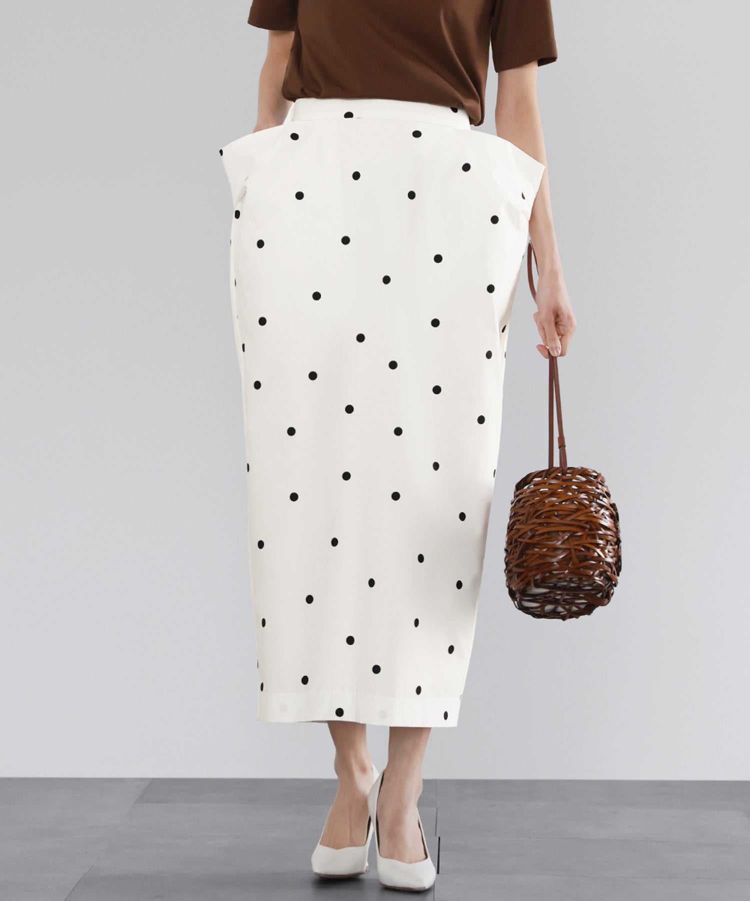 エルフランク ELFRANK ドットコクーンスカート(ホワイト) オフホワイトドット