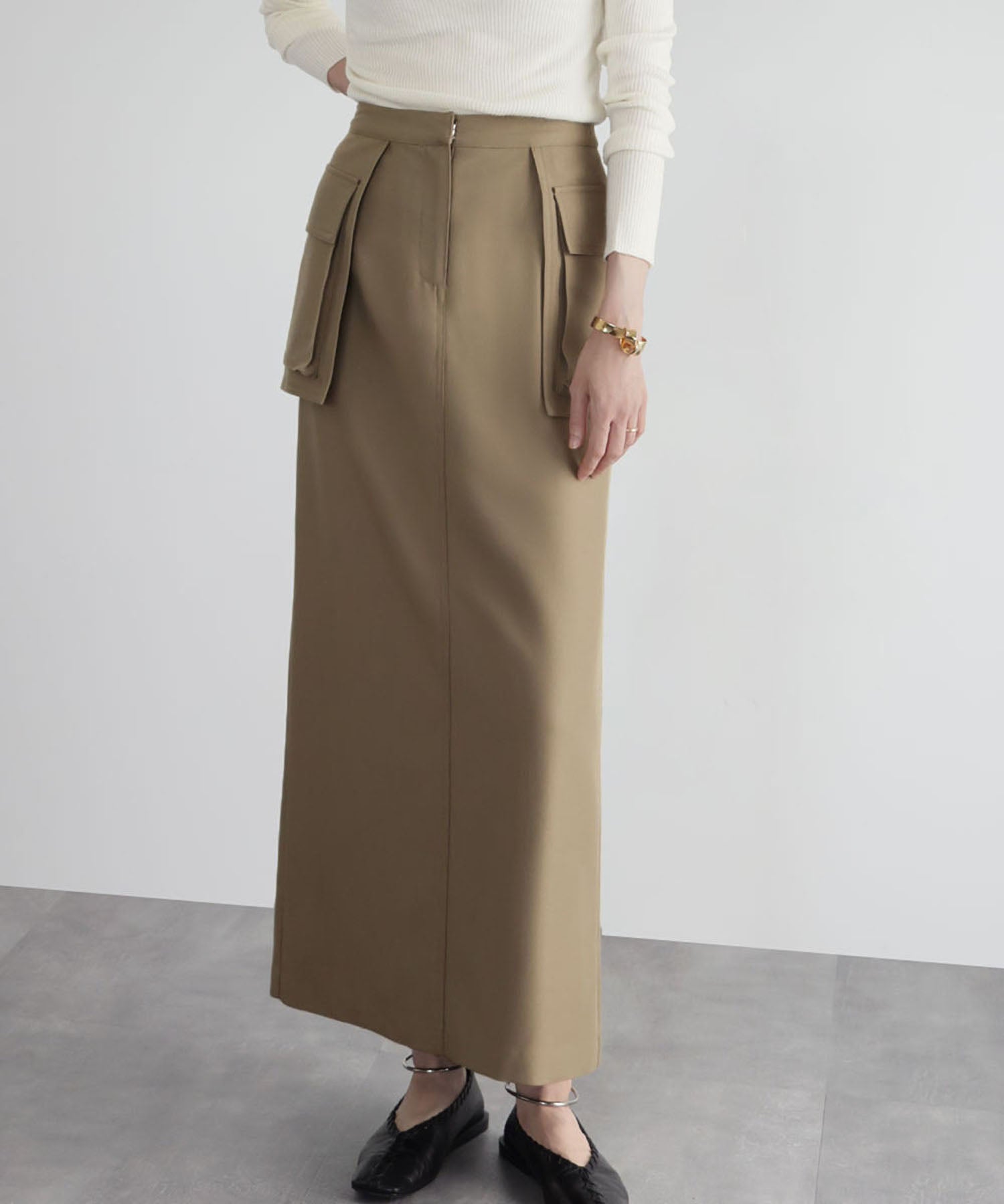 エルフランク ELFRANK ユーティリティロングタイトスカート【洗える】 (カーキ) カーキ