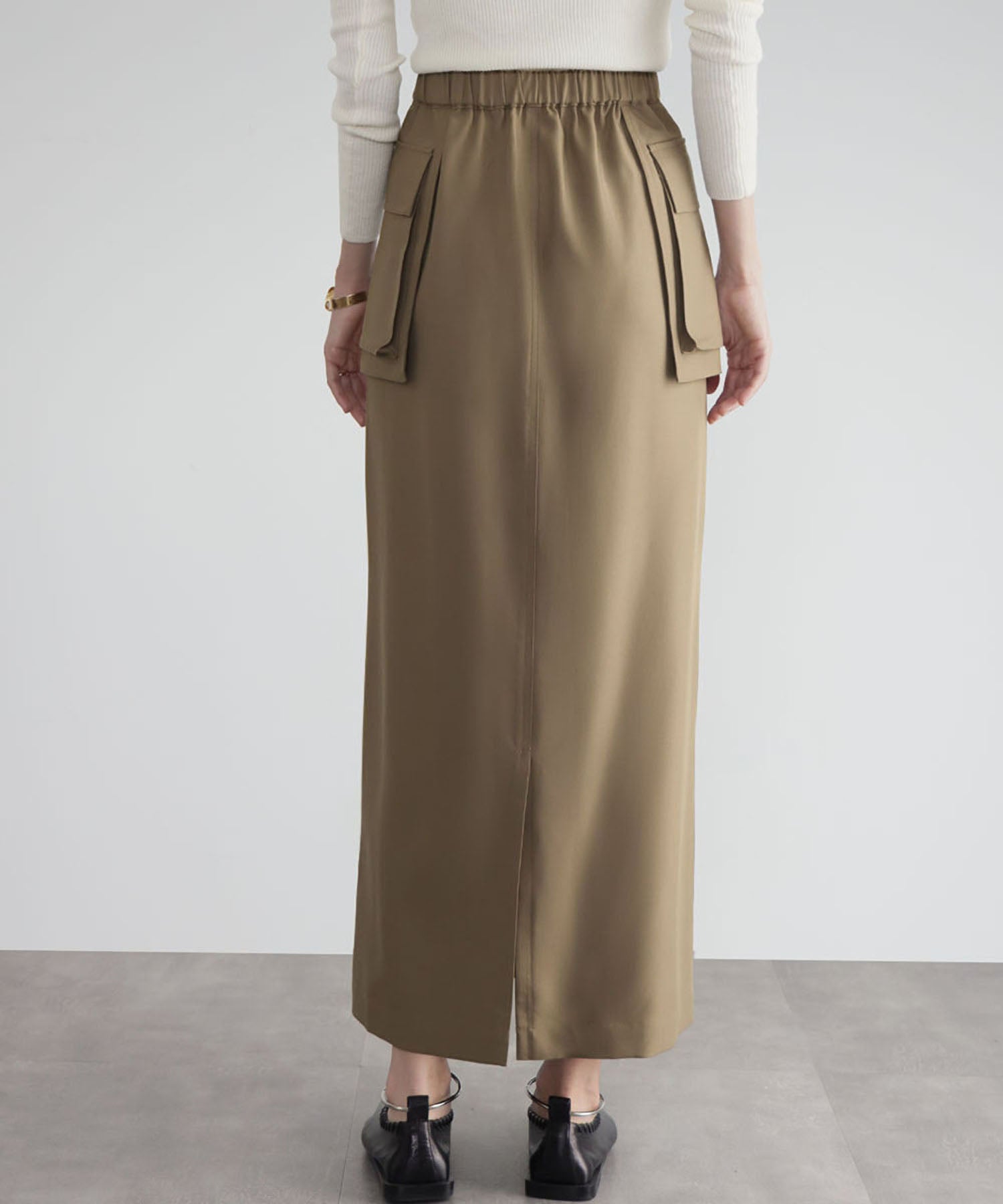 エルフランク ELFRANK ユーティリティロングタイトスカート【洗える】 (カーキ) カーキ