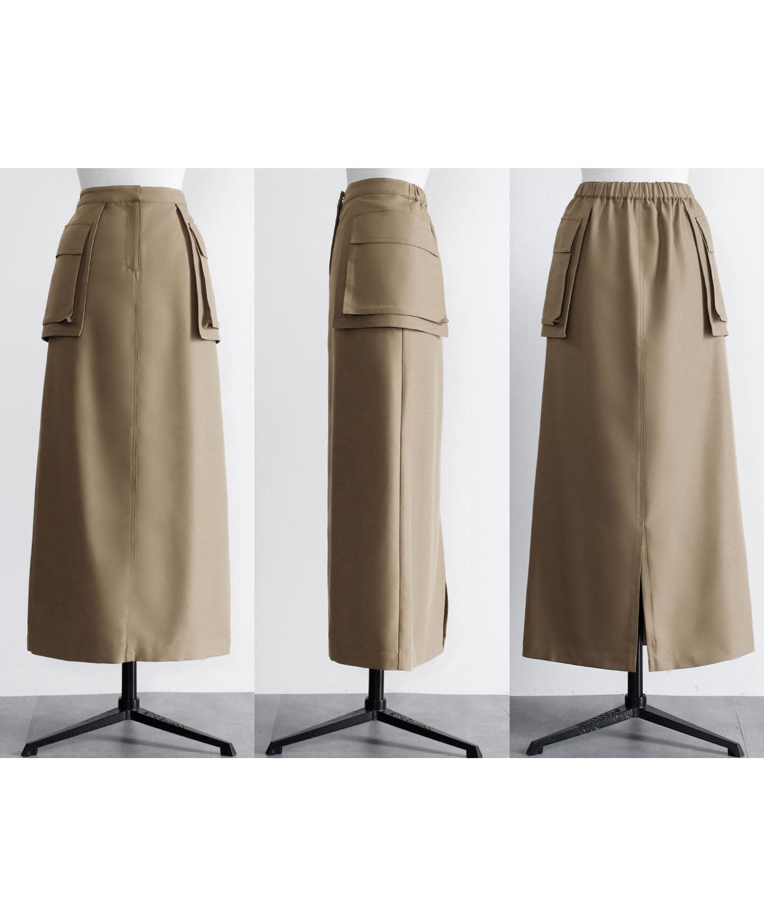 エルフランク ELFRANK ユーティリティロングタイトスカート【洗える】 (カーキ) カーキ