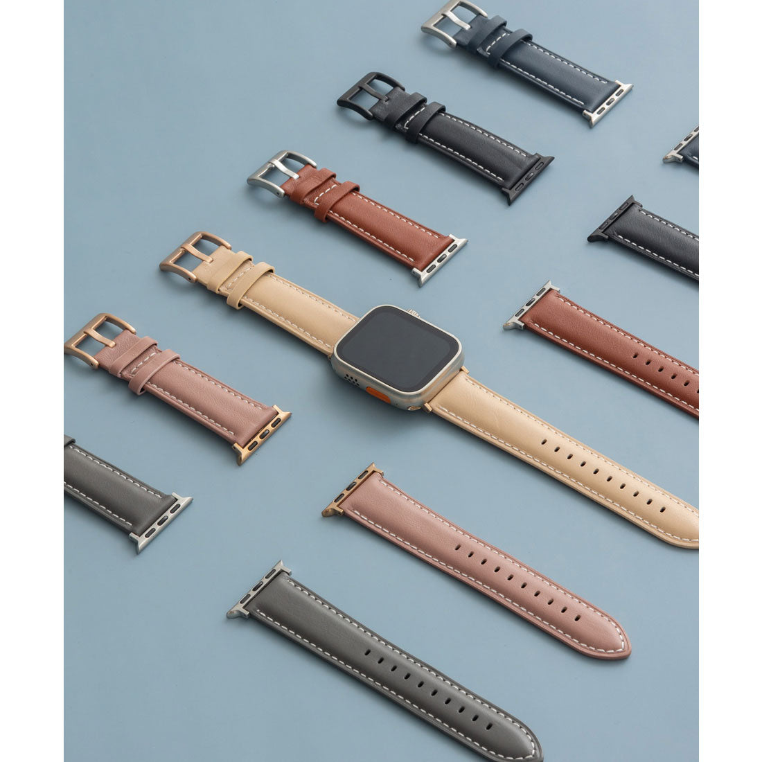 エモニーク emonique 本革レザー Apple Watch Band スマートウォッチバンド【38/40/41/42/44/45/49mm対応】 (ダークネイビー) ダークネイビー