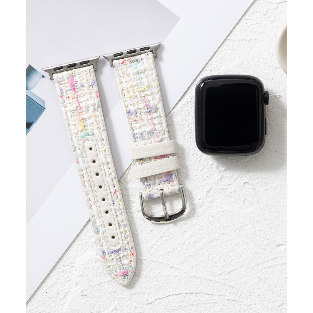 Emonique Genuine Leather Multicolor Tweed Pattern Apple Watch Band Smart Watch Band 【Compatible with 38/40/41/42/44/45/49mm】