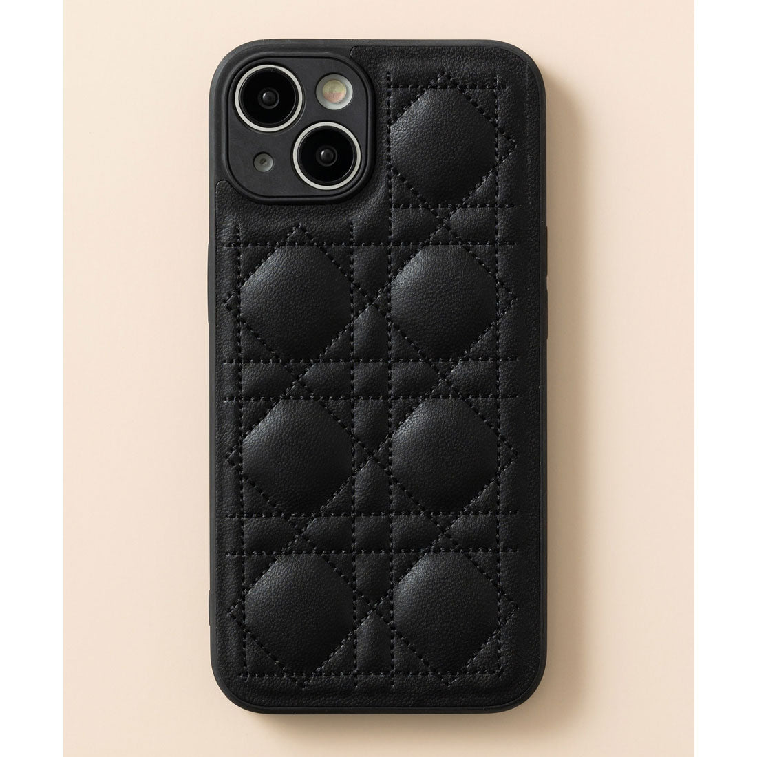 エモニーク emonique iPhoneケース カバー PUレザー ダイヤキルティング (ブラック) ブラック