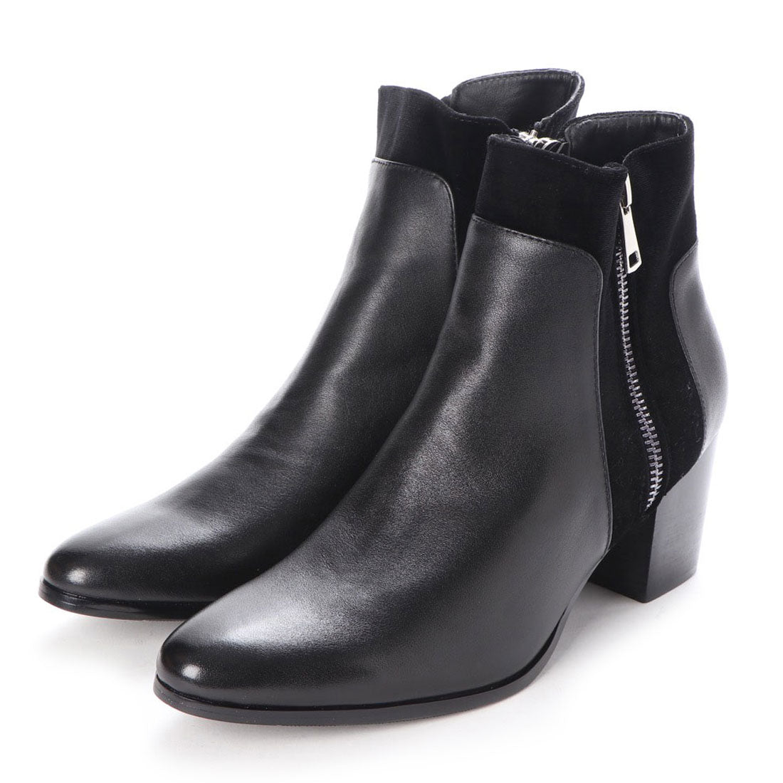 Endevice Double Zip Leather Heel Boots