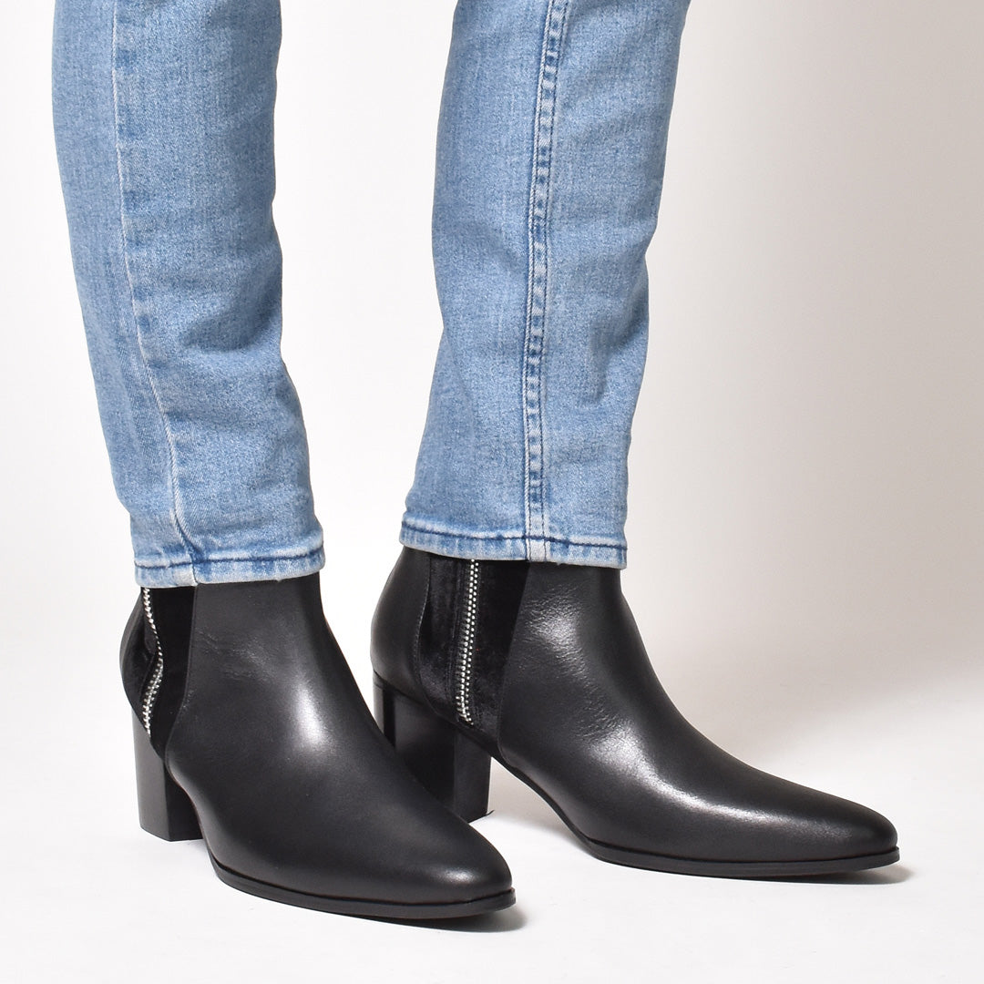 Endevice Double Zip Leather Heel Boots
