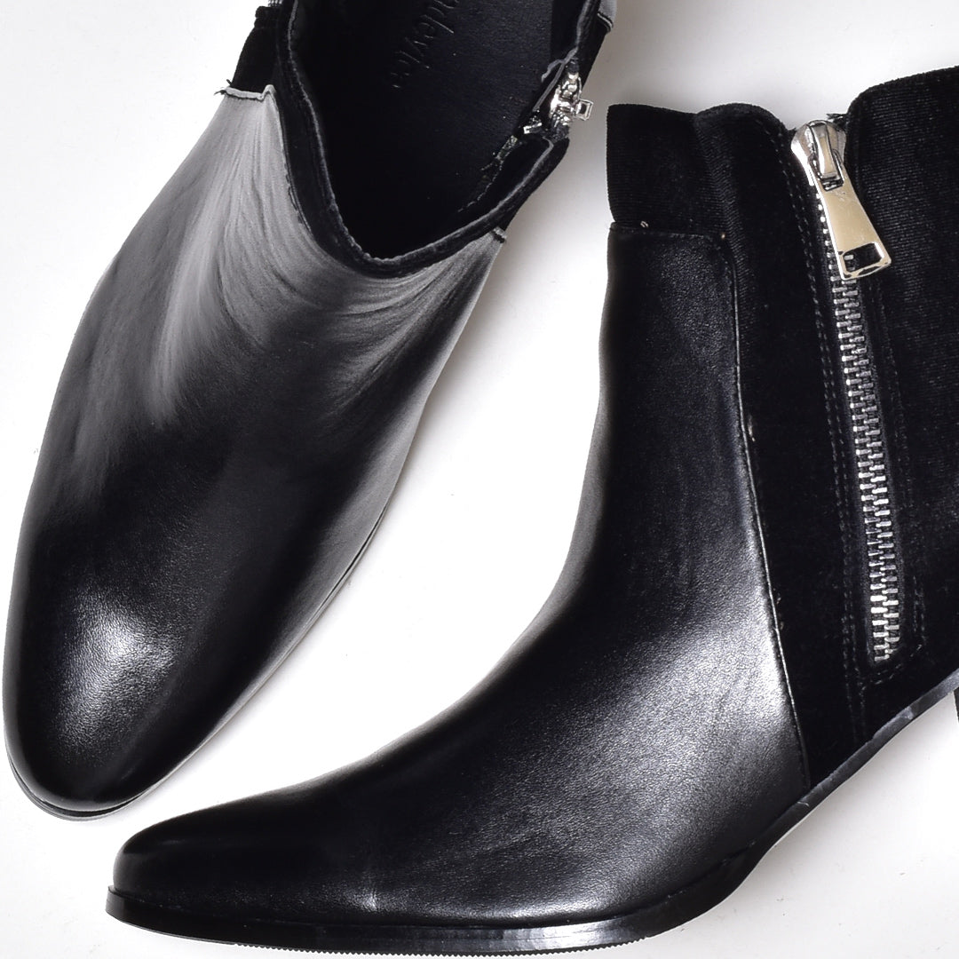 Endevice Double Zip Leather Heel Boots