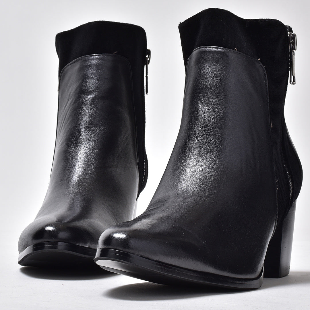 Endevice Double Zip Leather Heel Boots