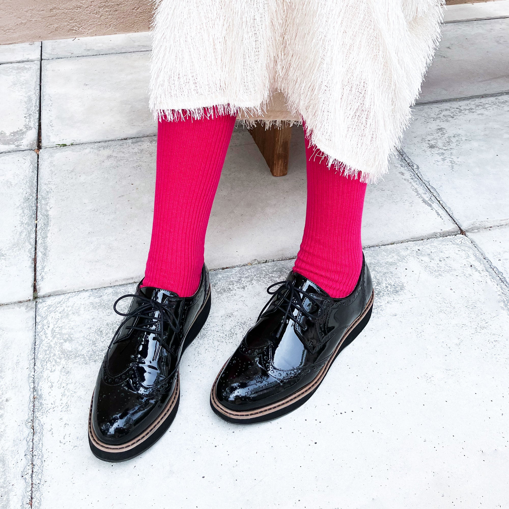 エンチャンテッド enchanted 本革ウイングチップレースアップシューズ (ブラックエナメル) ブラックエナメル