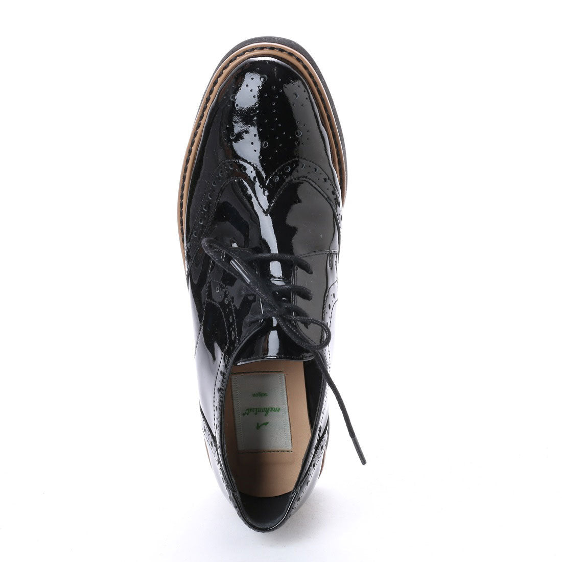 エンチャンテッド enchanted 本革ウイングチップレースアップシューズ (ブラックエナメル) ブラックエナメル