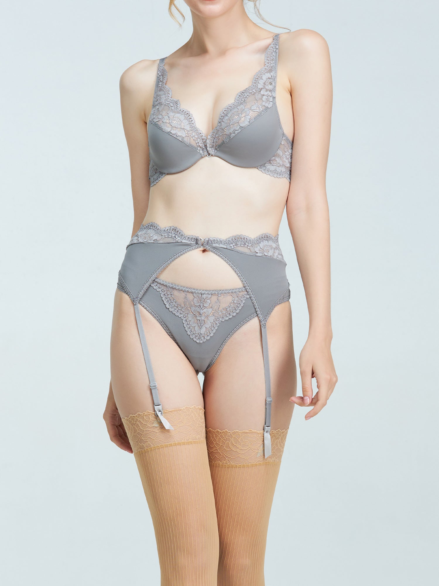 アンブラ ANNEBRA Cafe レースコンビソング 【返品不可商品】 (Grey) Grey