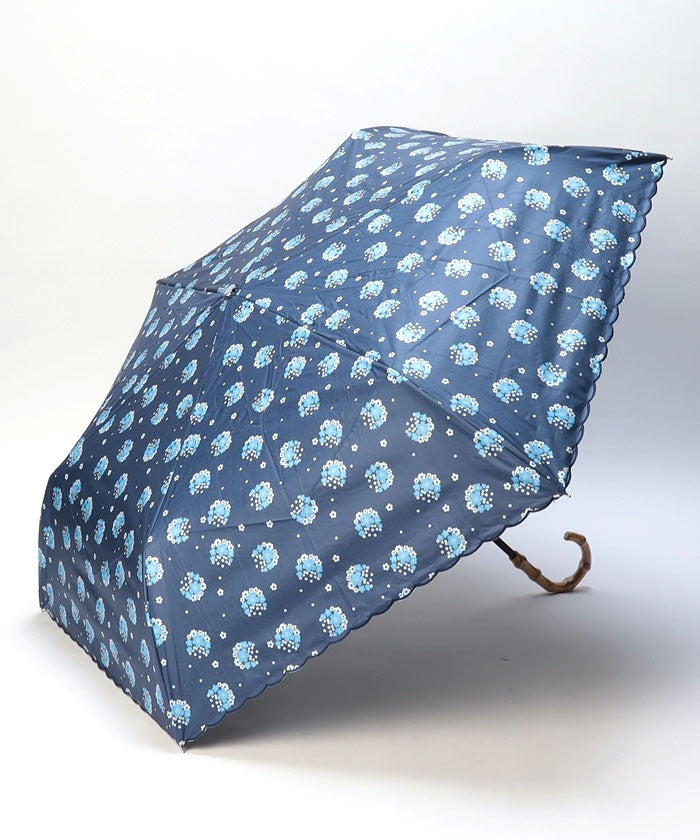 エスタ estaa 晴雨兼用折りたたみ傘 アデリアレトロ×estaa 花の輪 (ディープブルー) ディープブルー