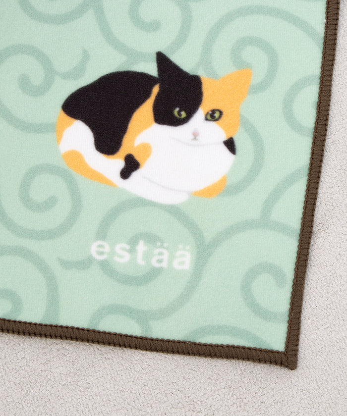 エスタ estaa 【くっつきタオル】WEB限定 猫 ハンカチ 傘袋 レイングッズ (グリーン) グリーン