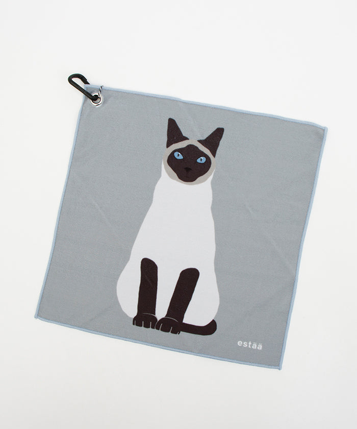 エスタ estaa 【くっつきタオル】WEB限定 猫 ハンカチ 傘袋 レイングッズ (グレー) グレー