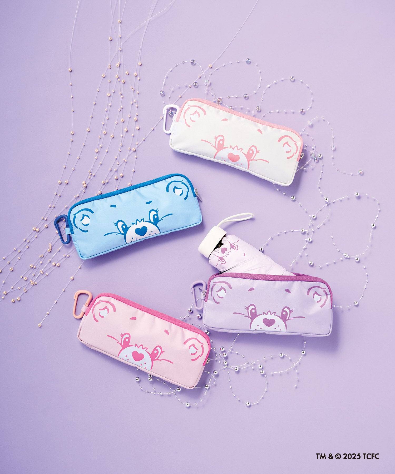 【遮光率100%】ケアベア(TM) CareBears(TM) ケース入り コンパクト 折りたたみ 日傘 CHEER (ペールピンク) ペールピンク