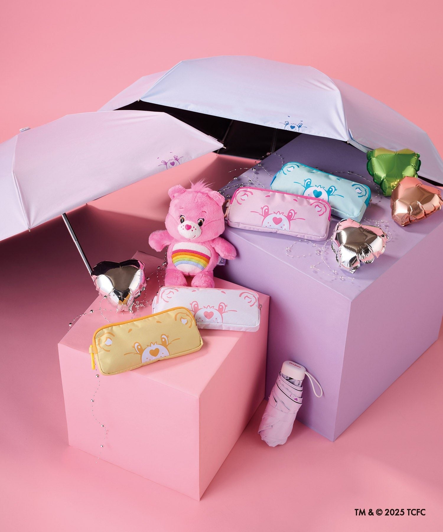 【遮光率100%】ケアベア(TM) CareBears(TM) ケース入り コンパクト 折りたたみ 日傘 CHEER (ペールピンク) ペールピンク