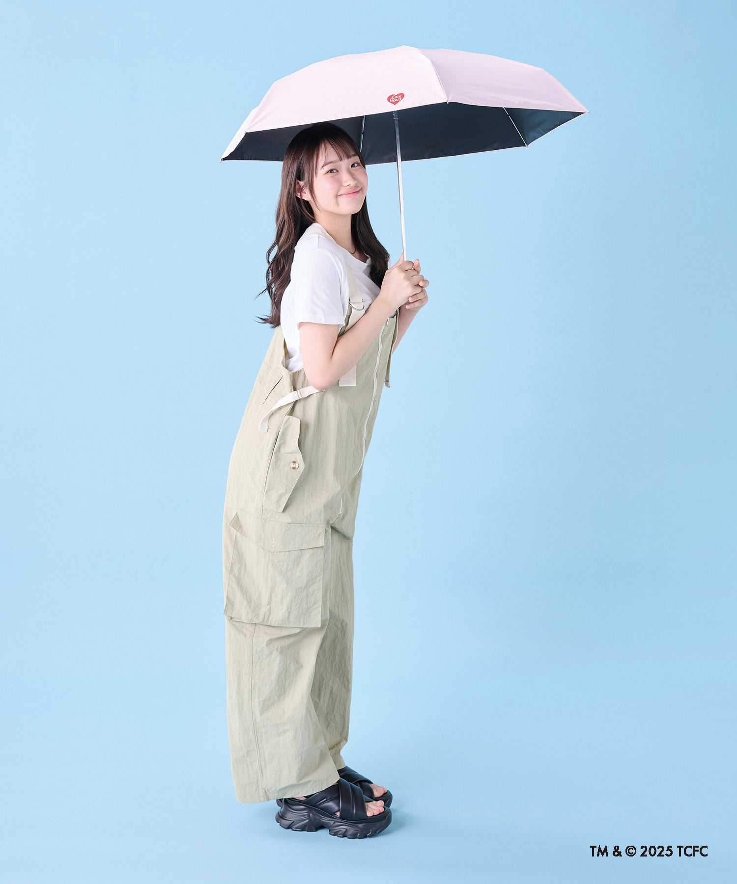 【遮光率100%】ケアベア(TM) CareBears(TM) ケース入り コンパクト 折りたたみ 日傘 CHEER (ペールピンク) ペールピンク