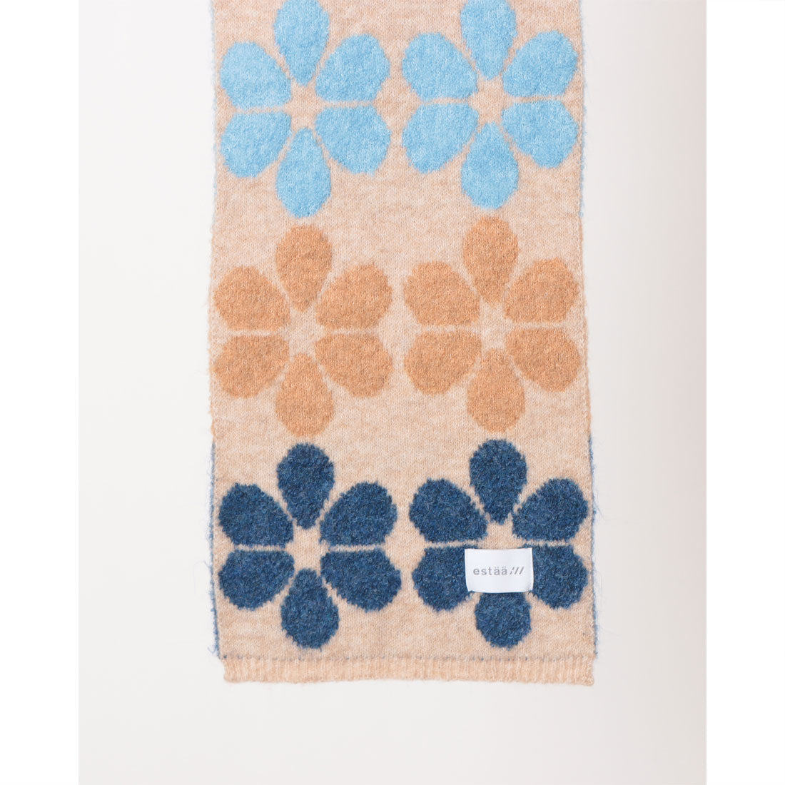 エスタ estaa 【洗える】ニットマフラー 24×160cm フラワージャカード (ベージュ) ベージュ