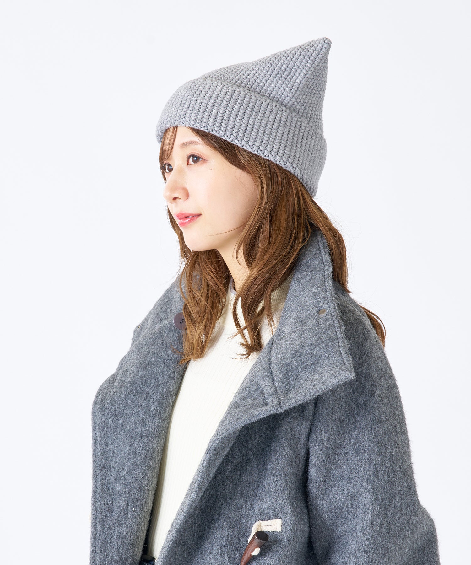 エスタ estaa 猫耳シャロット 帽子 ハイゲージ 無地 (グレー) グレー