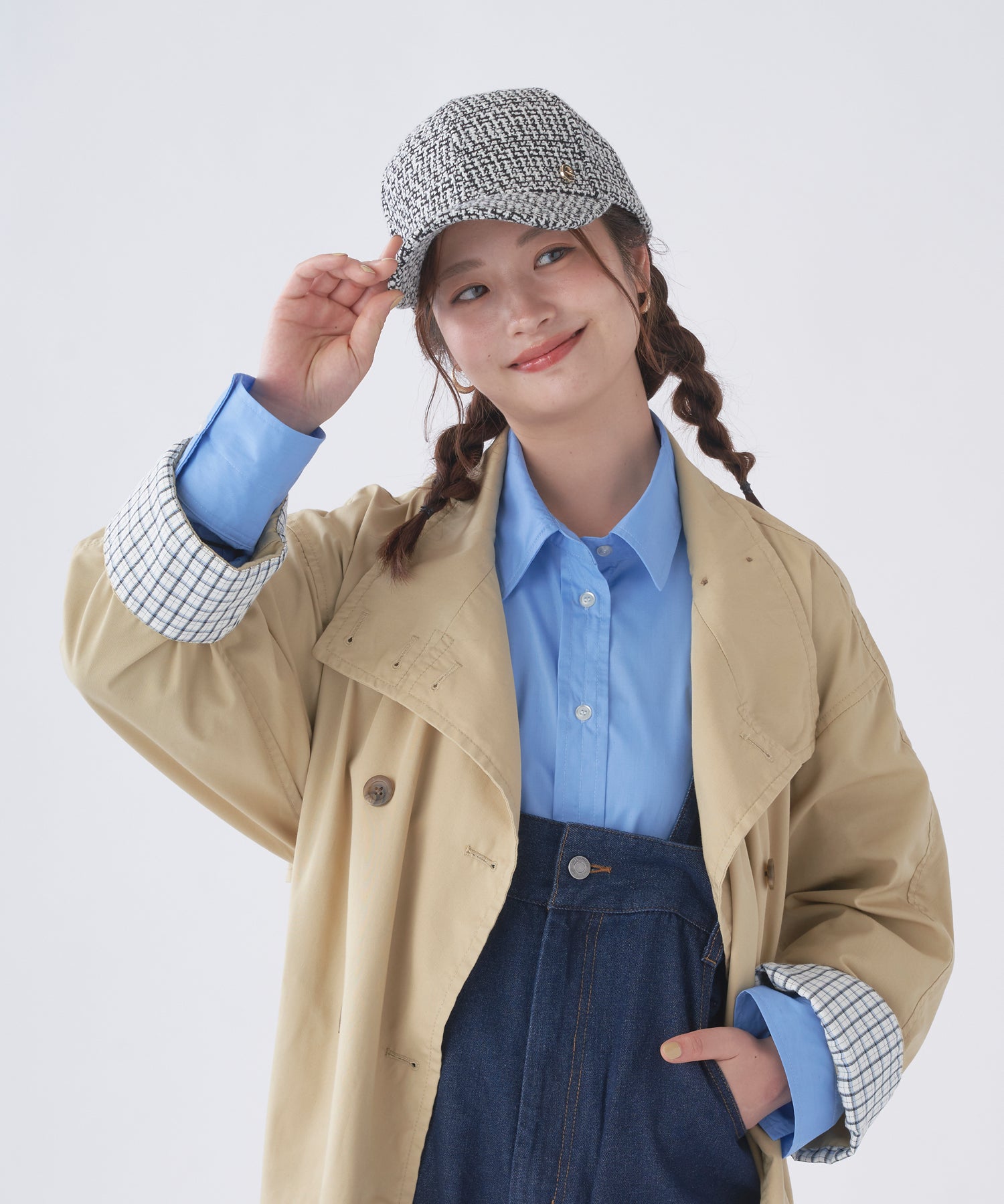 エスタ estaa キャップ 帽子 ざっくりツイード ロゴ ワンポイント サイズ調整可 (チャコールグレー) チャコールグレー