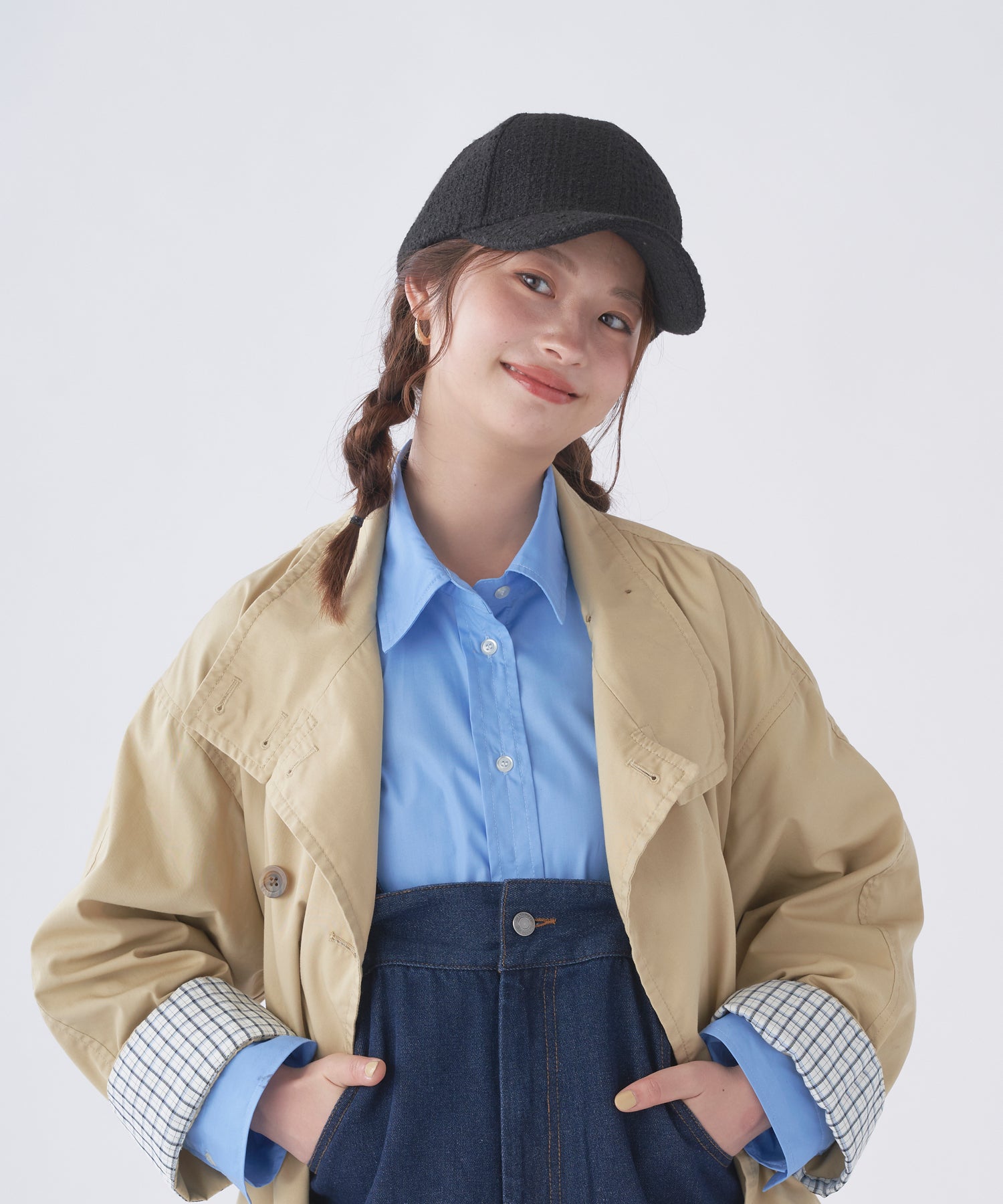 エスタ estaa キャップ 帽子 ざっくりツイード ロゴ ワンポイント サイズ調整可 (ブラック) ブラック