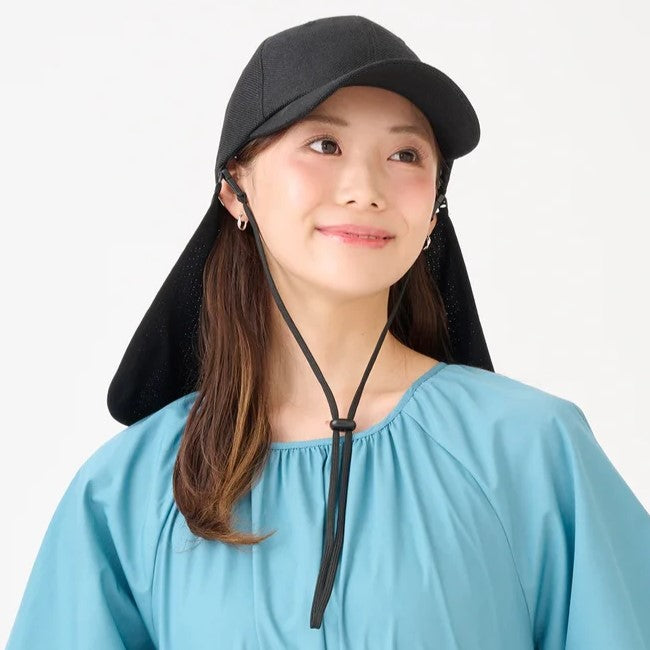 エスタ estaa 【WEB限定 接触冷感】-サンシェードハット- キャップ 帽子 遮光率100% 遮熱 UV 洗える (ブラック) ブラック