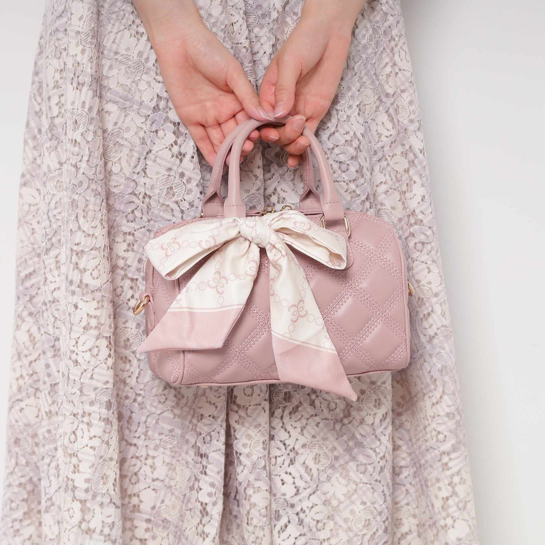 エスペランサ ESPERANZA スカーフリボンキルティングバッグ (アイボリー(004)) アイボリー(004)