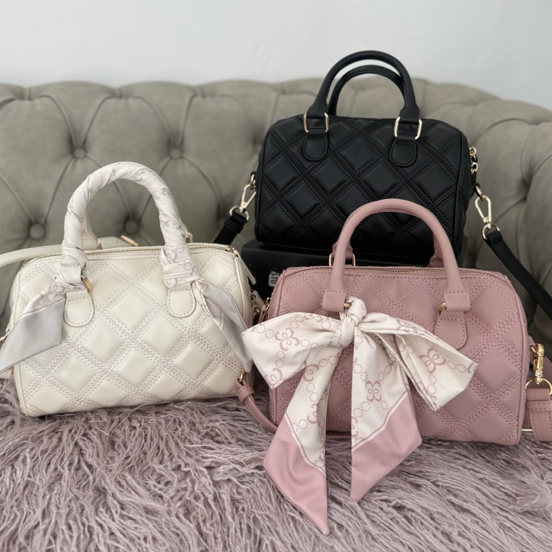 エスペランサ ESPERANZA スカーフリボンキルティングバッグ (アイボリー(004)) アイボリー(004)