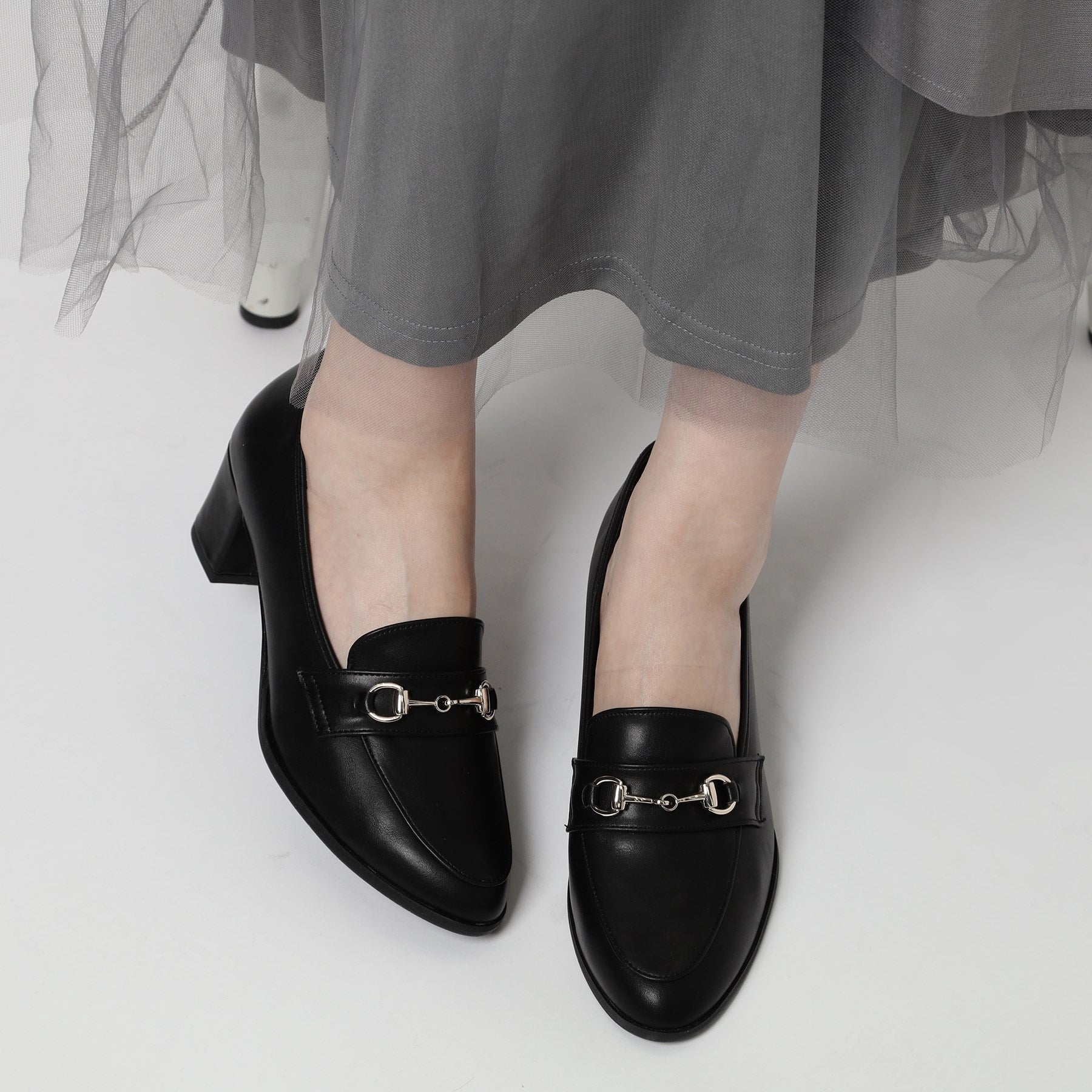 エスペランサ ESPERANZA ミドルヒールビットローファー (ブラック(019)) ブラック(019)