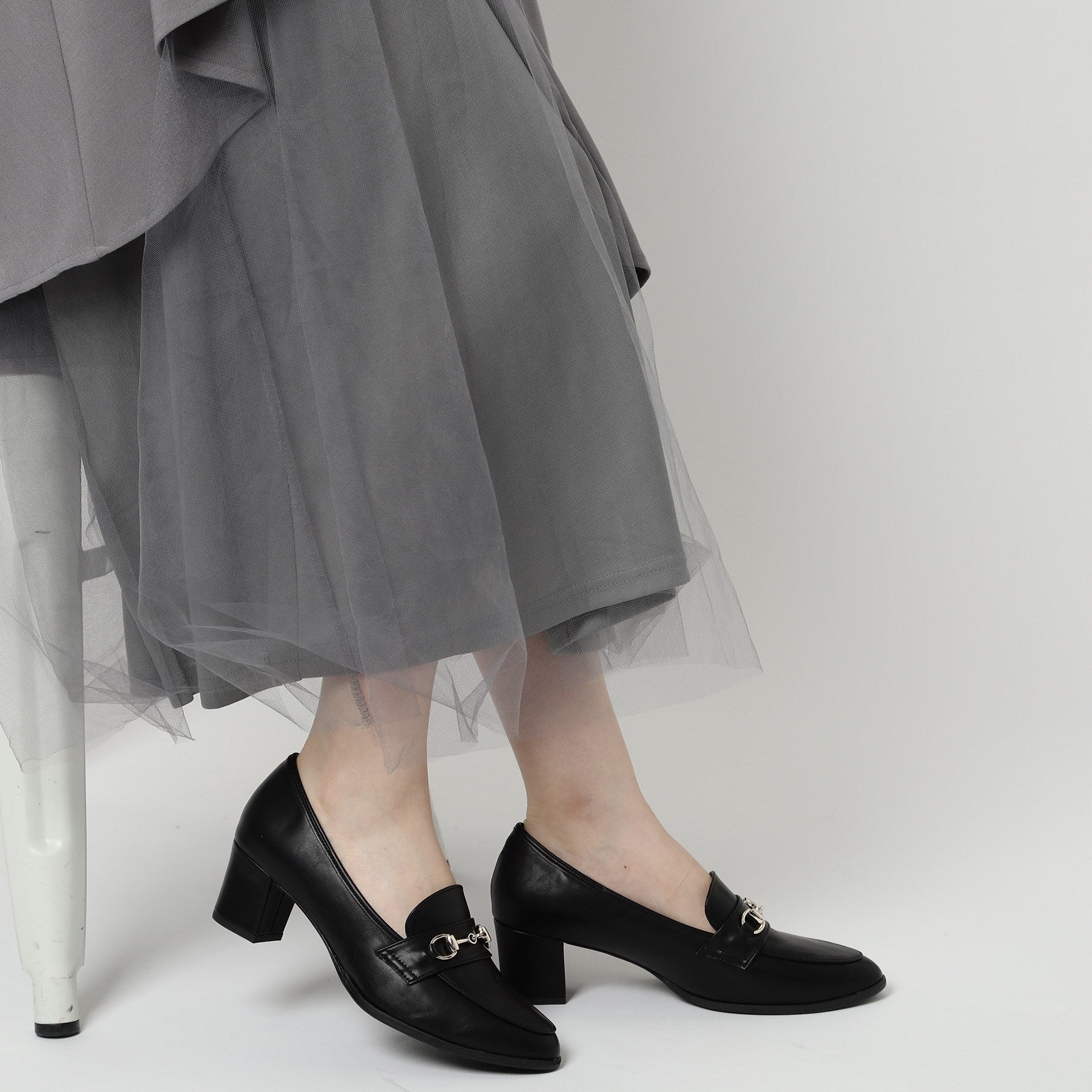 エスペランサ ESPERANZA ミドルヒールビットローファー (ブラック(019)) ブラック(019)