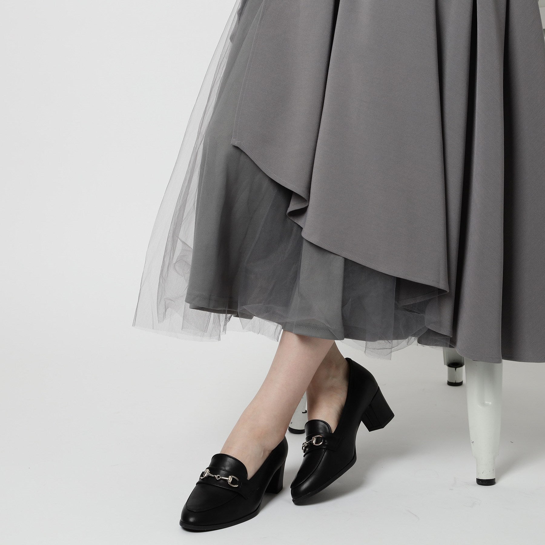 エスペランサ ESPERANZA ミドルヒールビットローファー (ブラック(019)) ブラック(019)