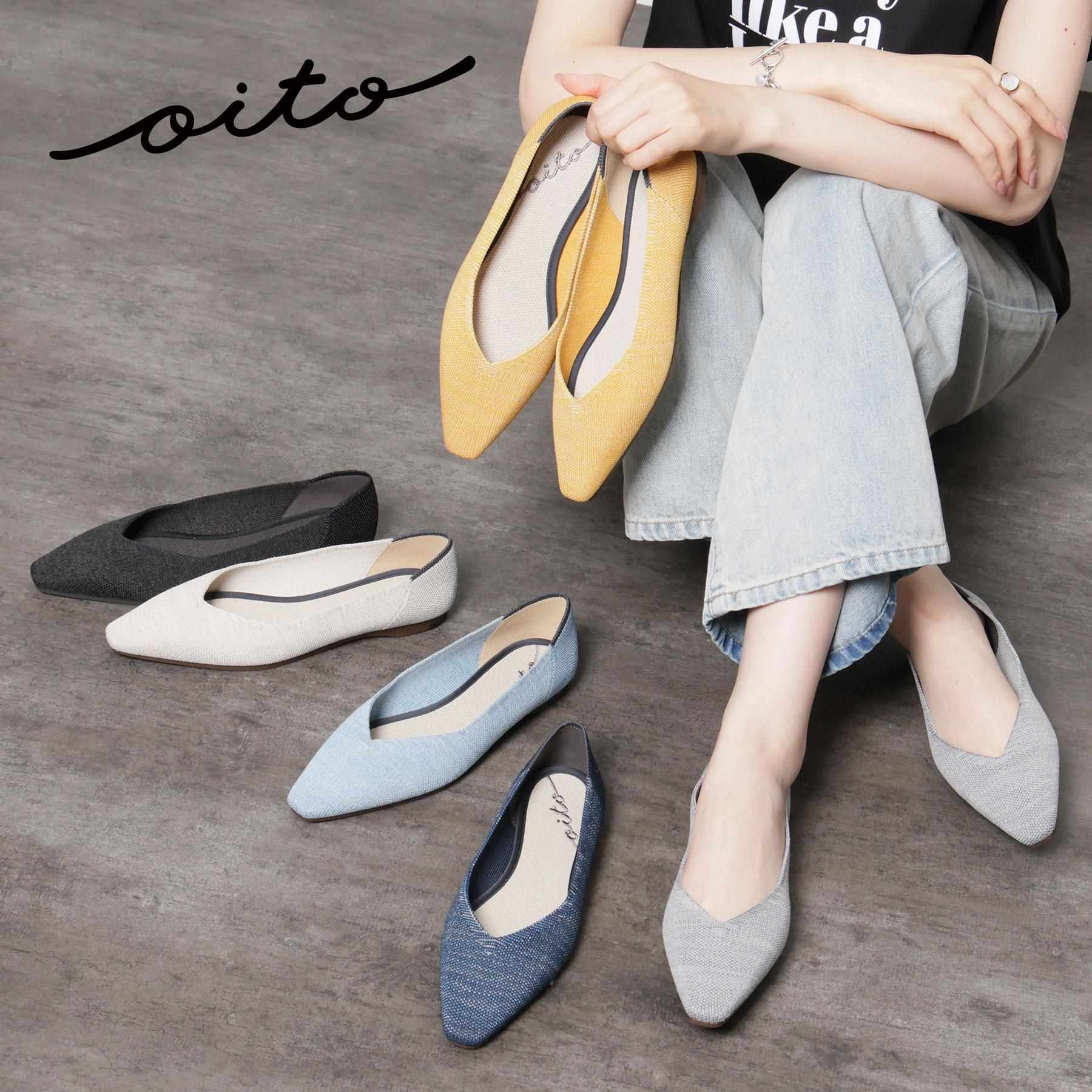 エスペランサ ESPERANZA Oito和紙フラットパンプス (ブラック(019)) ブラック(019)