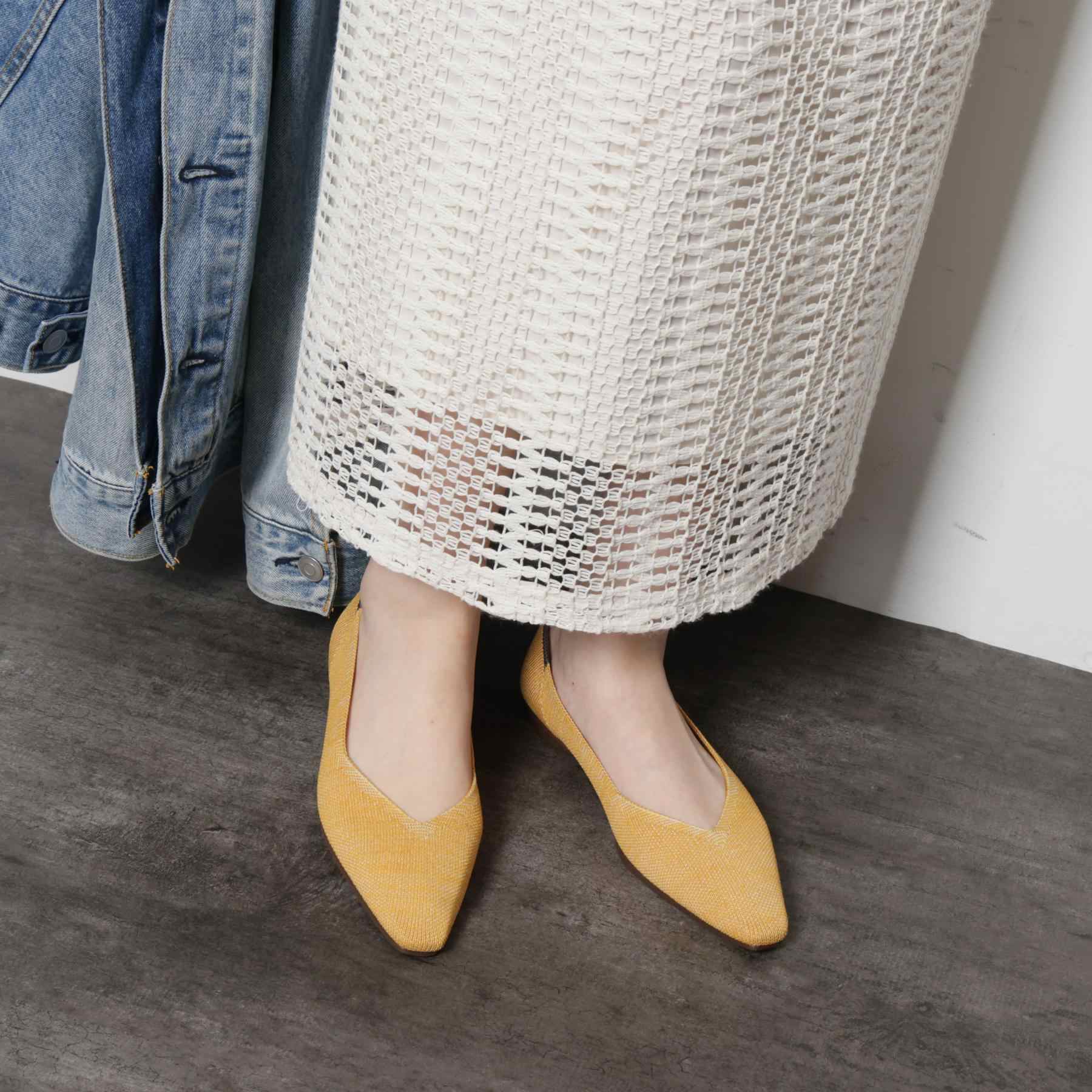 エスペランサ ESPERANZA Oito和紙フラットパンプス (イエロー(032)) イエロー(032)