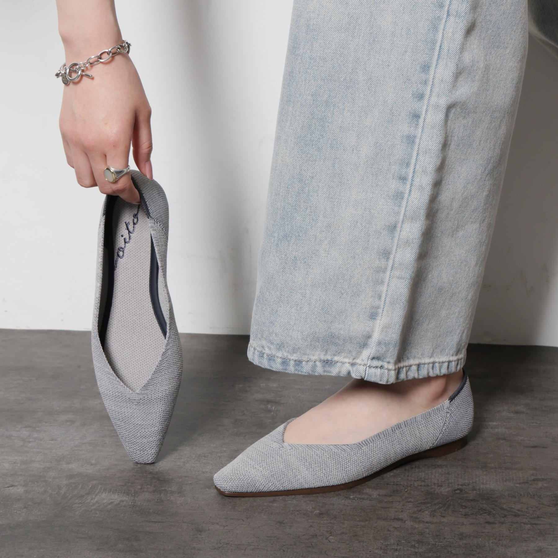 エスペランサ ESPERANZA Oito和紙フラットパンプス (グレー(012)) グレー(012)