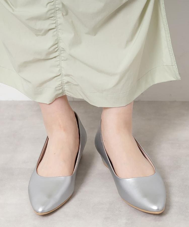 エスペランサ ESPERANZA \累計販売7000足/通勤通学におすすめクッションフラットヒールパンプス 歩きやすい、疲れにくい、痛くない (シルバー(306)) シルバー(306)