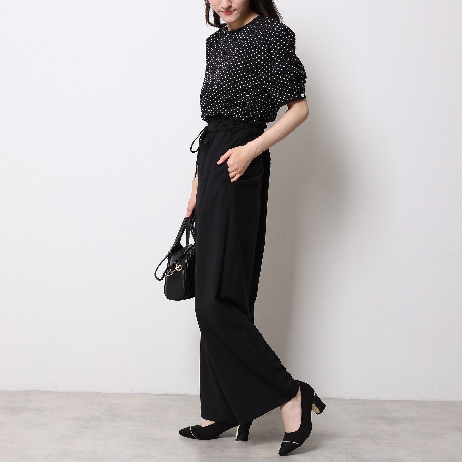 エスペランサ ESPERANZA ラメヒールゴールドラインパンプス (ブラック(019)) ブラック(019)