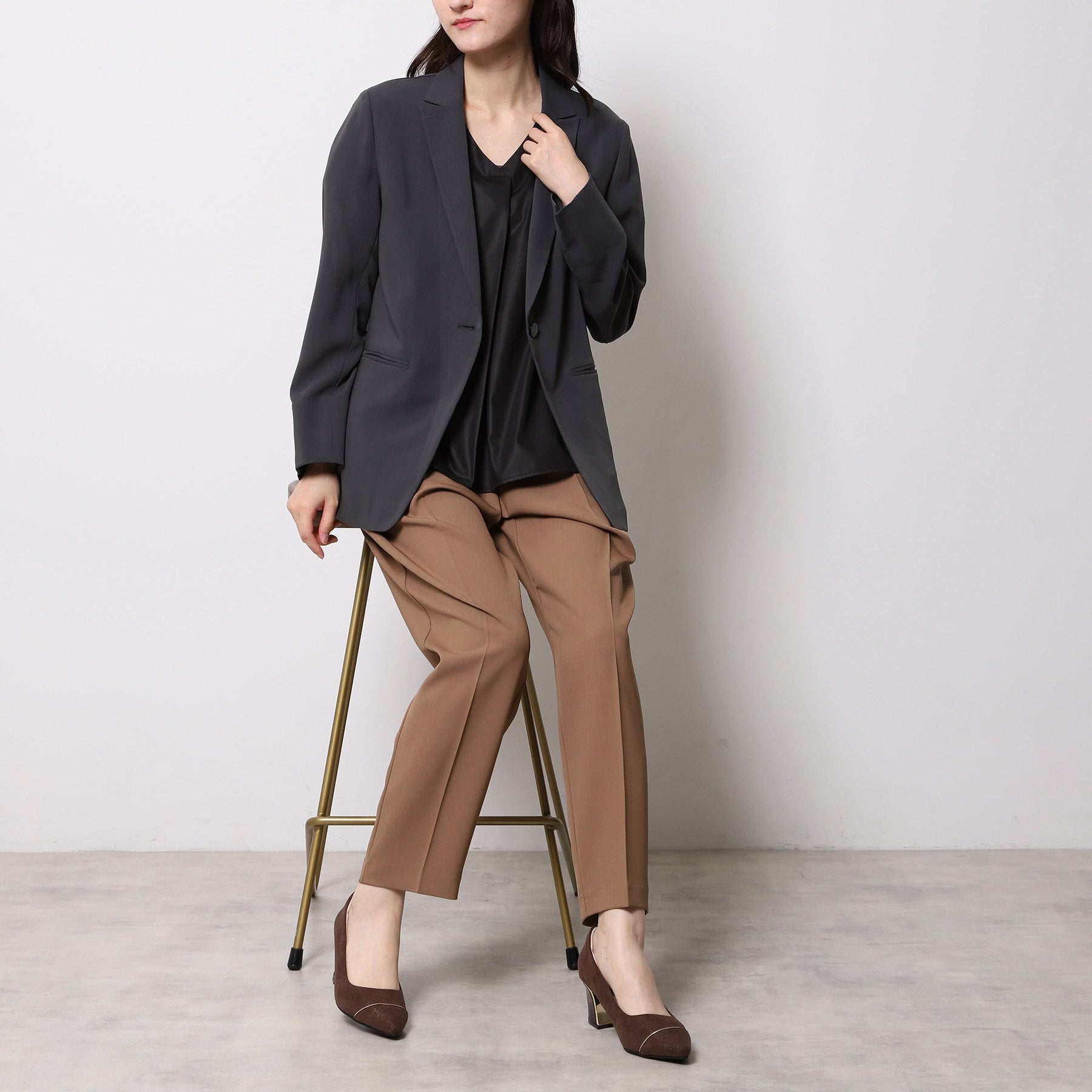 エスペランサ ESPERANZA ラメヒールゴールドラインパンプス (ブラック(019)) ブラック(019)