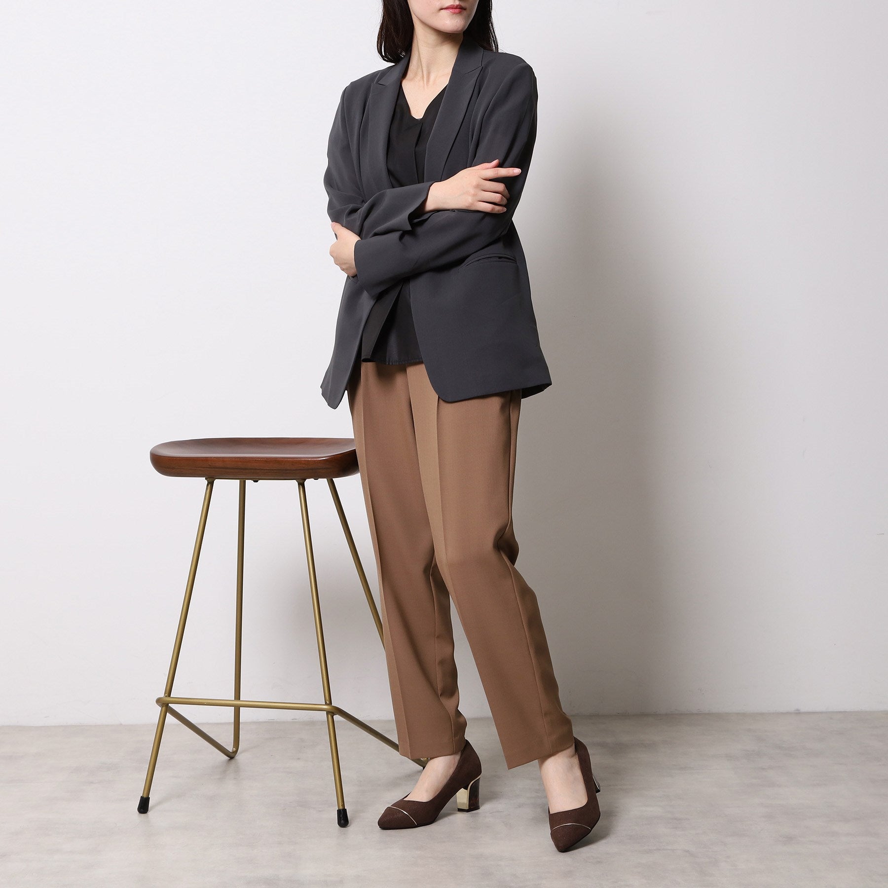 エスペランサ ESPERANZA ラメヒールゴールドラインパンプス (ブラック(019)) ブラック(019)