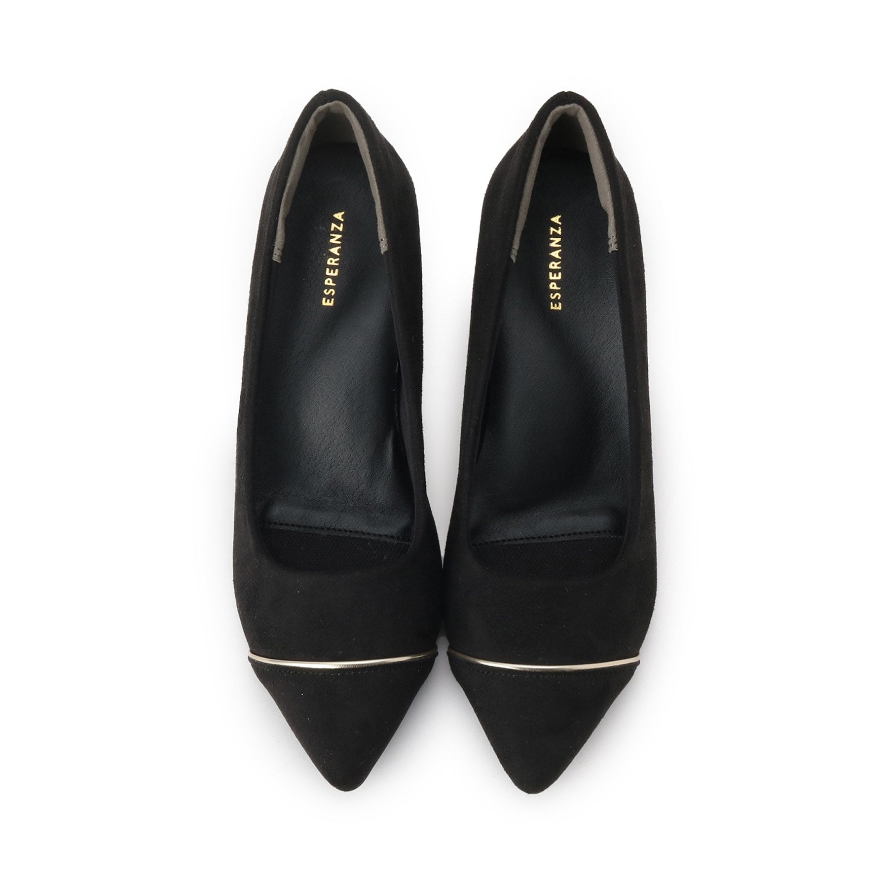 エスペランサ ESPERANZA ラメヒールゴールドラインパンプス (ブラック(019)) ブラック(019)