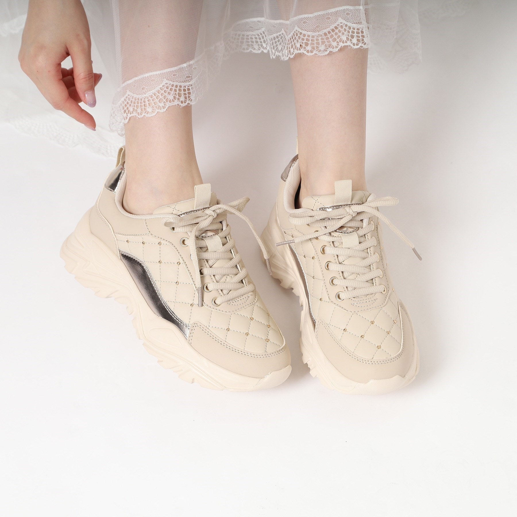 エスペランサ ESPERANZA キルティングスニーカー 24SS (ホワイト(001)) ホワイト(001)